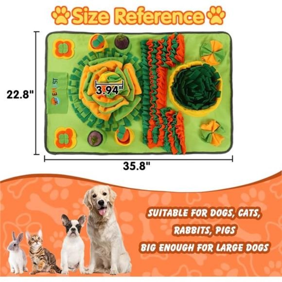 Dog Snuffle Mat, Washable Snuffle Mat with Snuffle Ball, 35.8" L×22.8" W - Picture 4 of 6